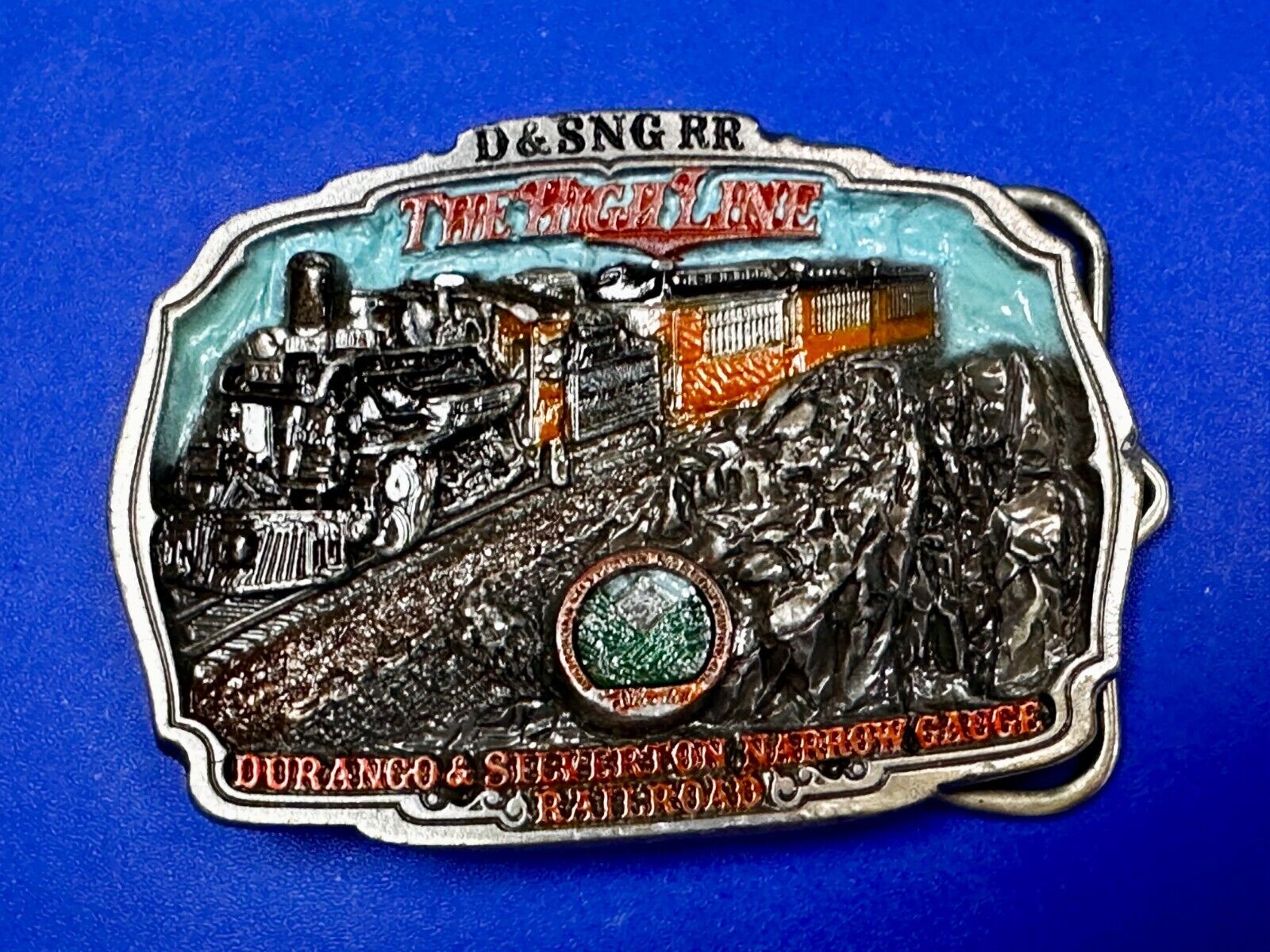 Train Rail Road Durango & Silverton Narrow Gauge C+J Colorful Belt Buckle