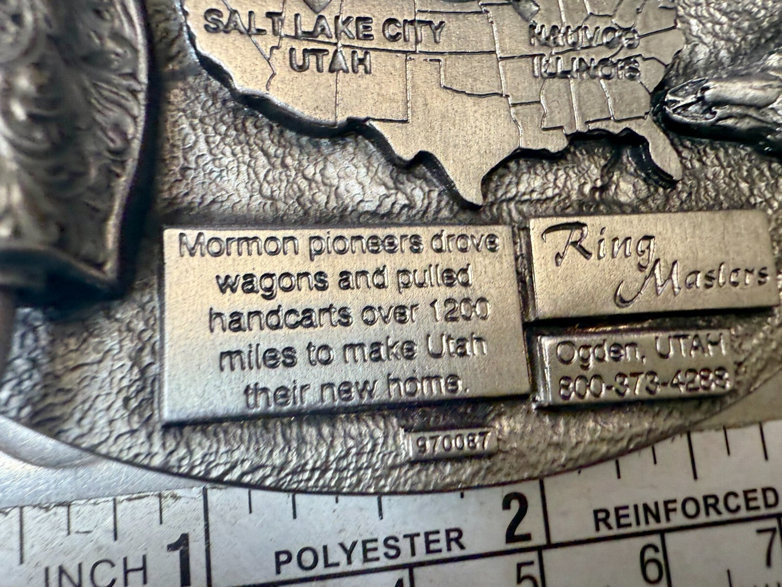 Utah State The Spirit of Pioneering 150 years Vintage Ring Masters Belt Buckle
