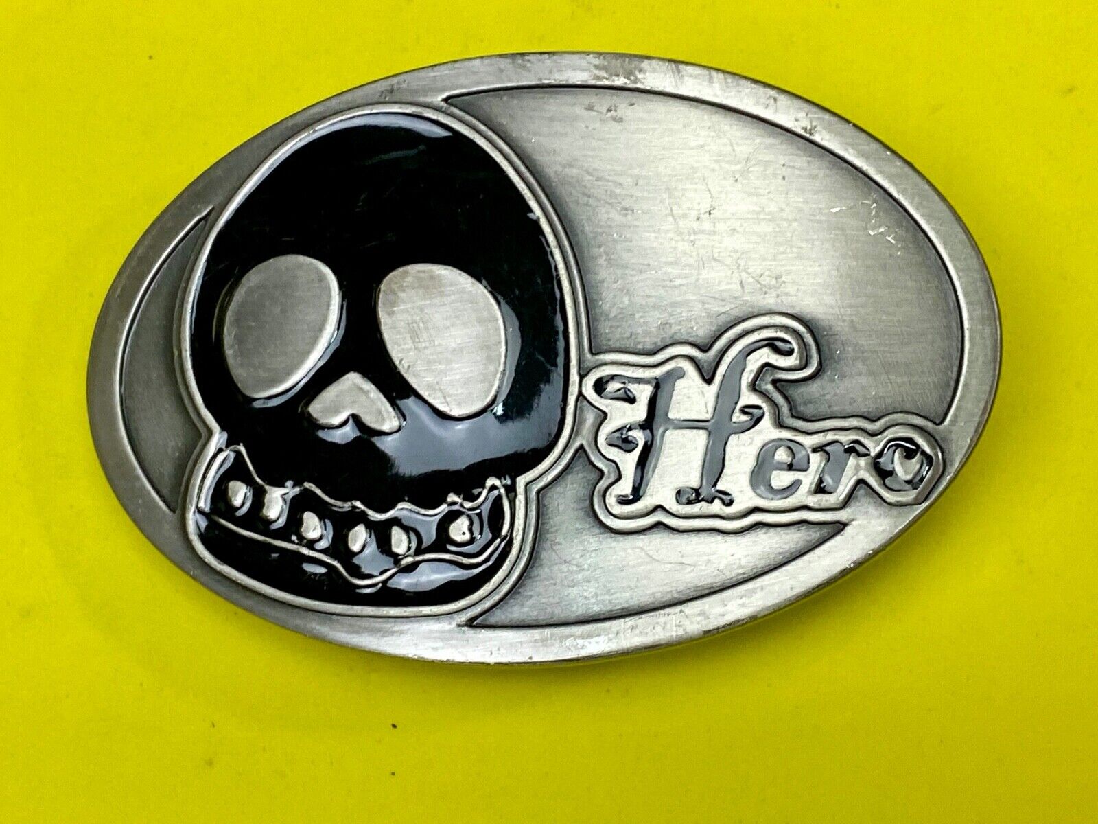 Black & Silver color HERO skull biker punk belt buckle 
