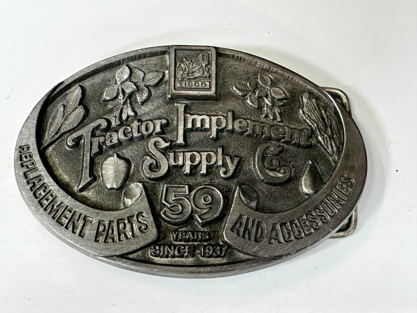 Tractor Implement Supply Replacement Parts Commemorative Silver Tone Belt Buckle