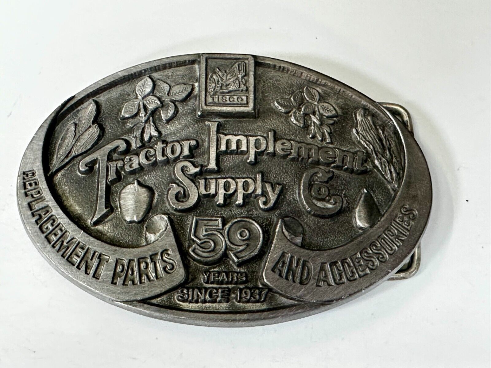 Tractor Implement Supply Replacement Parts Commemorative Silver Tone Belt Buckle
