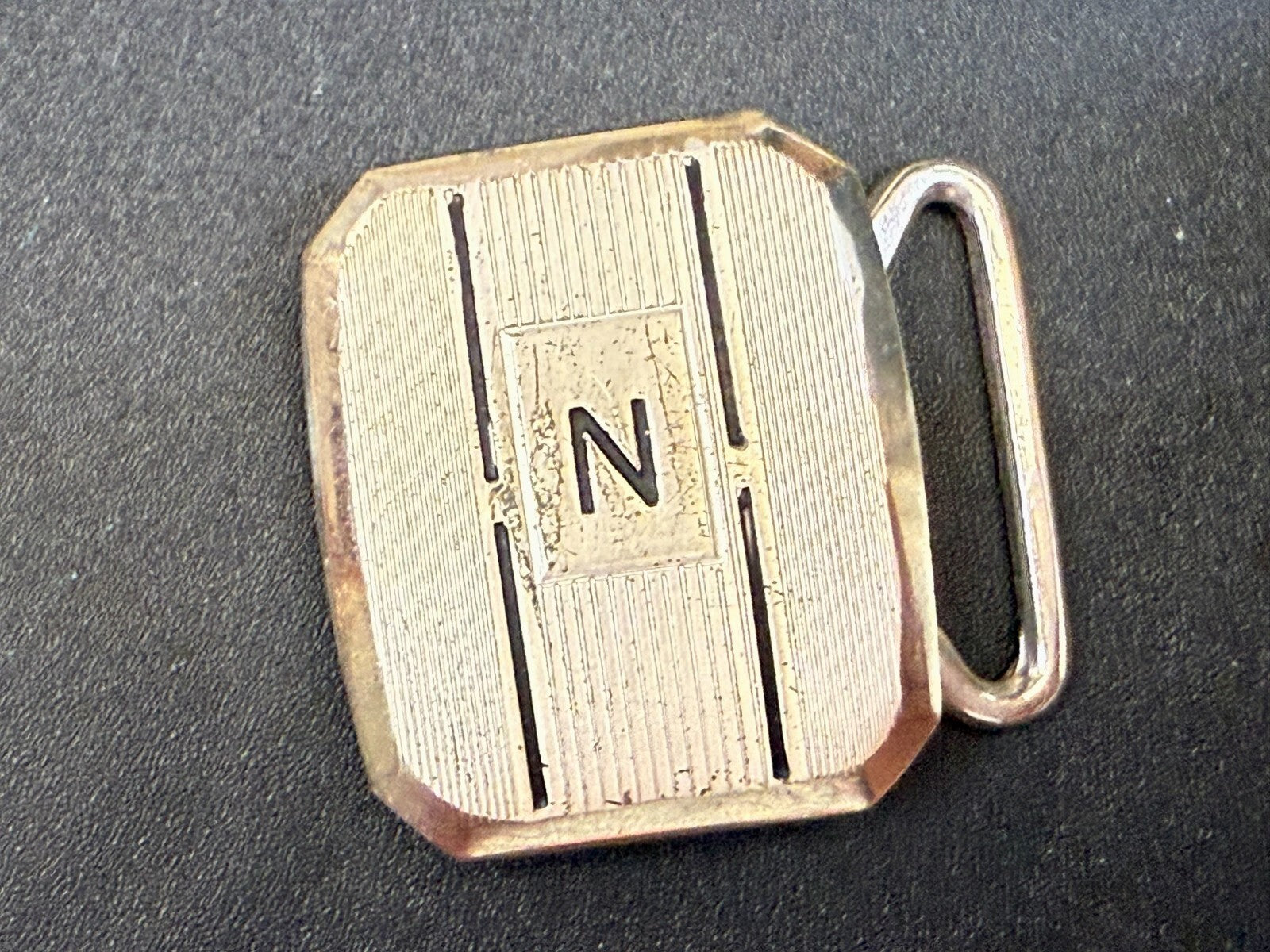 Antique Custom Letter Initial N Monogram Silver Plate Pioneer Belt Buckle