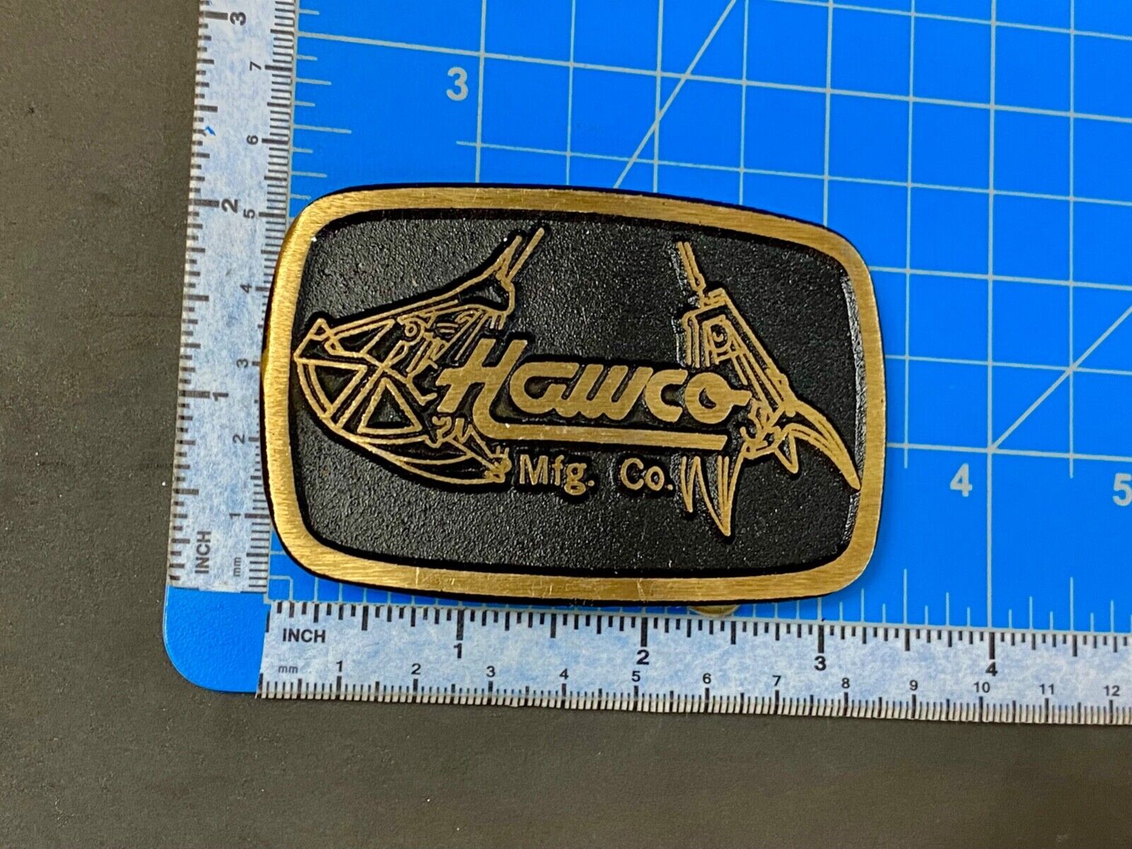 Vintage HAWCO MFG Co solid brass Dynabuckle belt buckle
