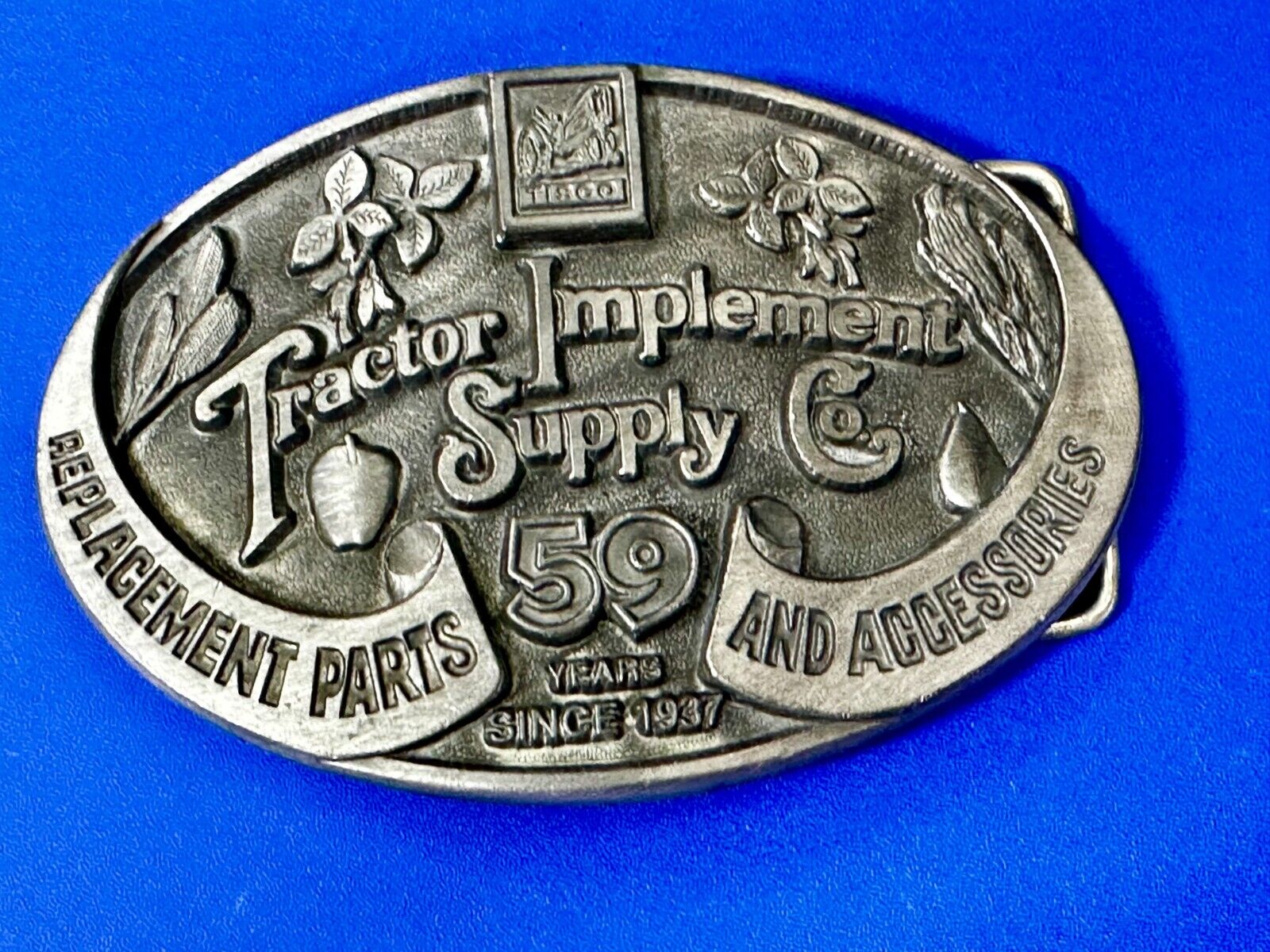 Tractor Implement Supply Replacement Parts Commemorative Silver Tone Belt Buckle