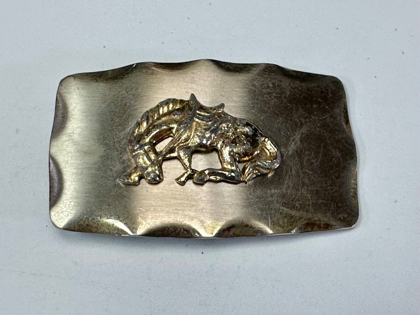 vintage Horse Saddle Bronc Bronco two tone western belt buckle