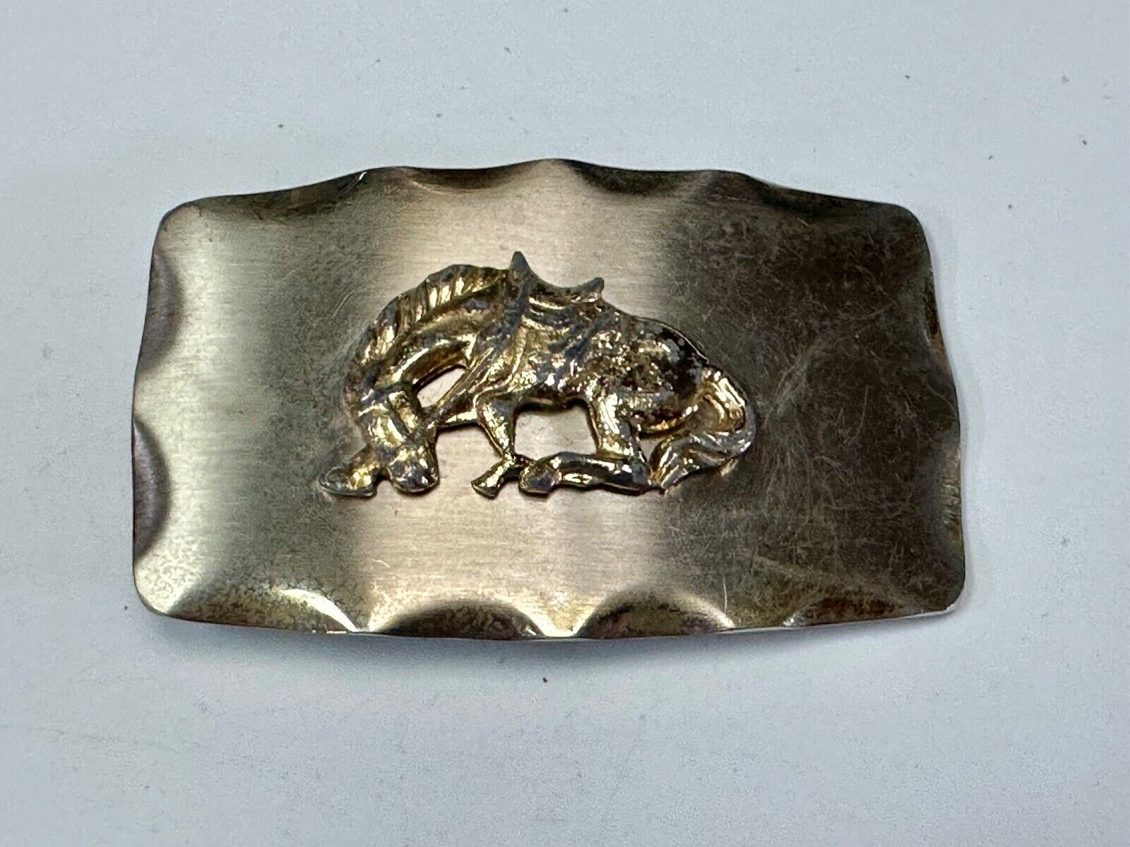 vintage Horse Saddle Bronc Bronco two tone western belt buckle
