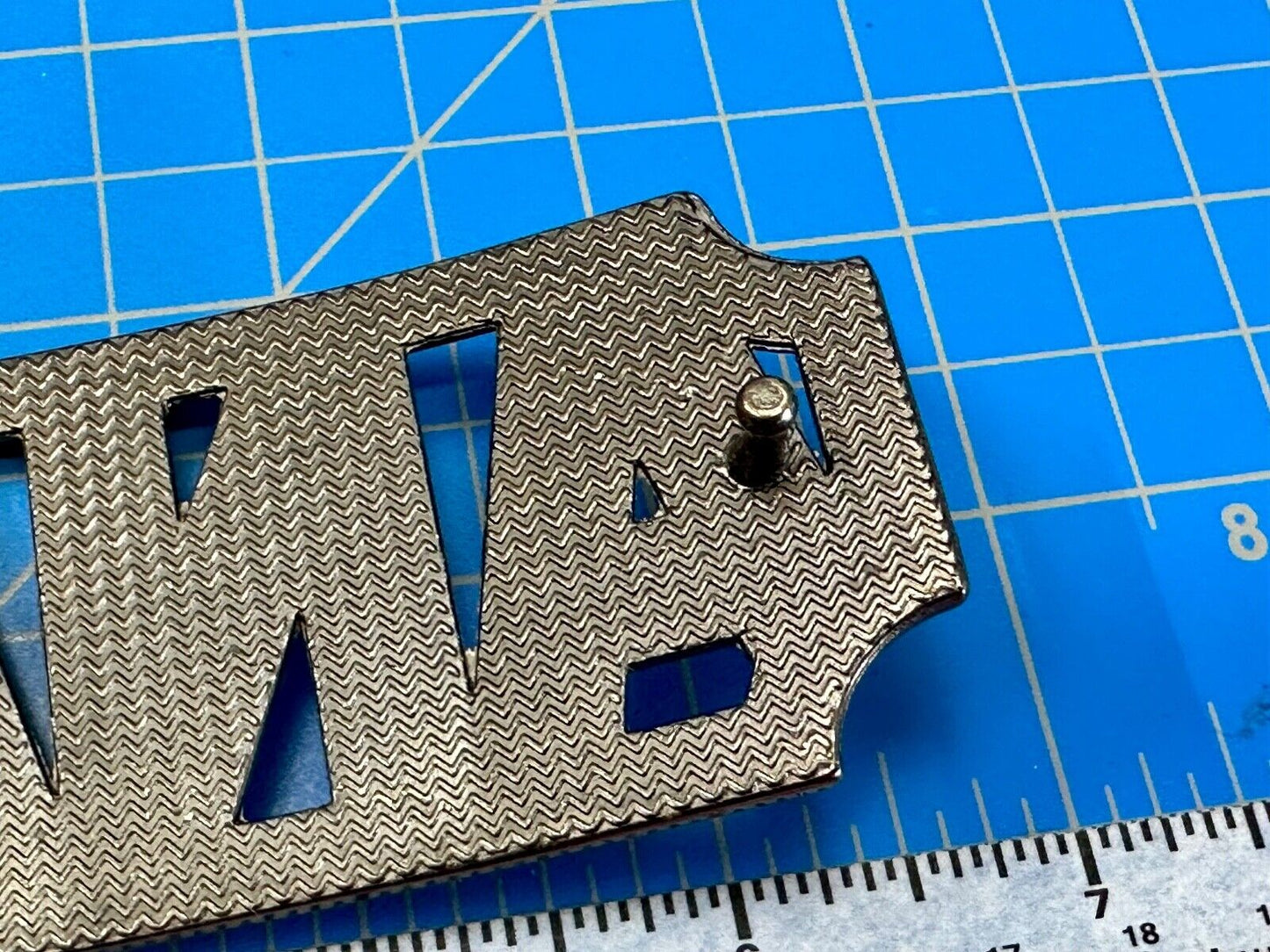 ANALOG - large old school block letter silver tone belt buckle