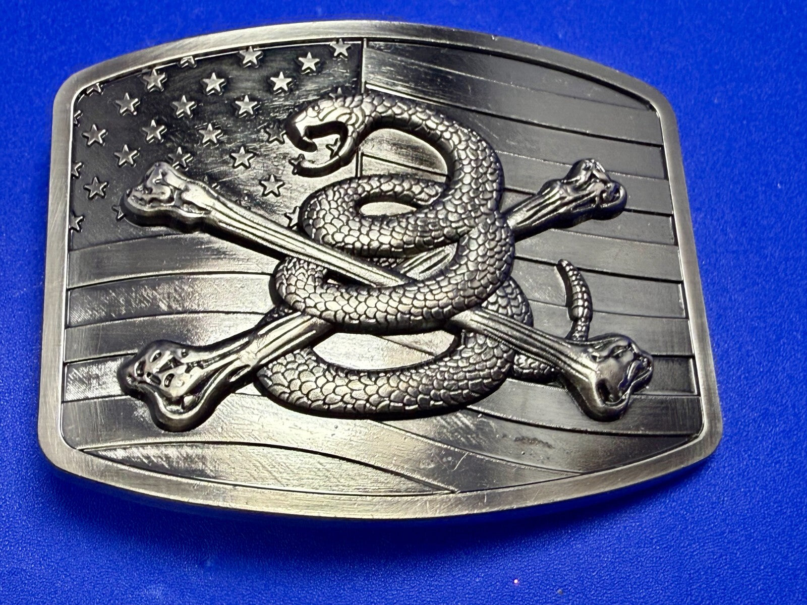 USMC Snake Crossbones Flag US Marine Corps Don't Tread on me Belt Buckle