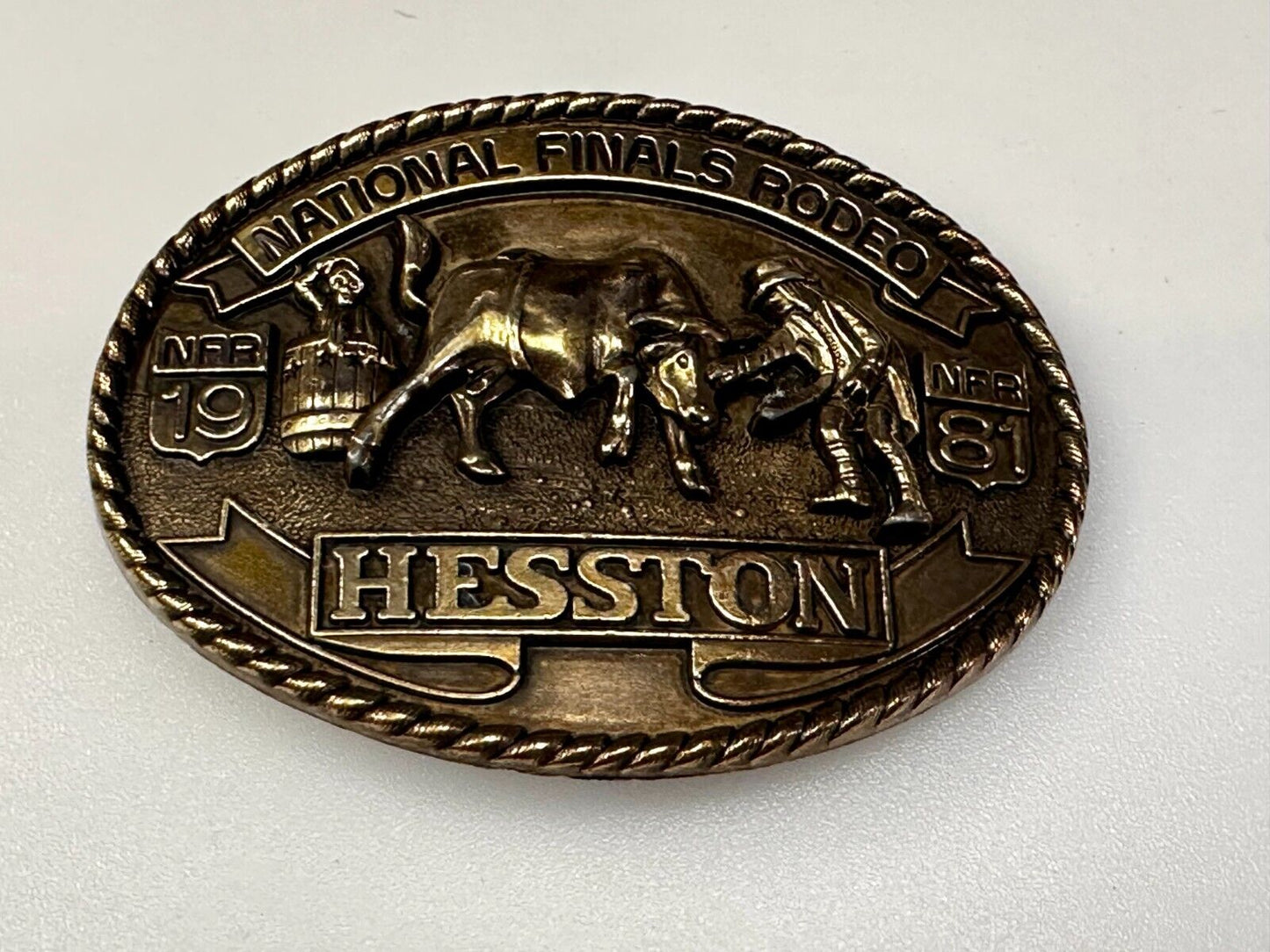 1981 Hesston National Finals Rodeo NFR Cowboys Belt Buckle -  7th edition