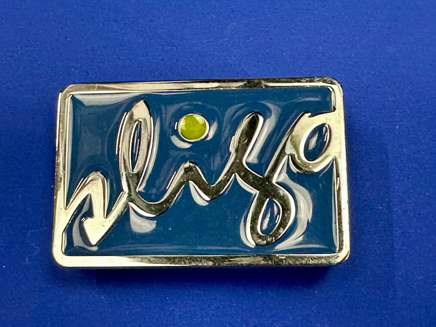 unknown to me!   Sligo Sugowear blue colored emblem or logo belt buckle