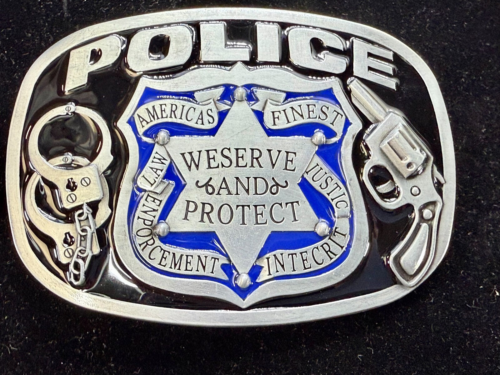 AMERICAS FINEST POLICE We Serve Protect Law Enforcement Commemorate Belt Buckle