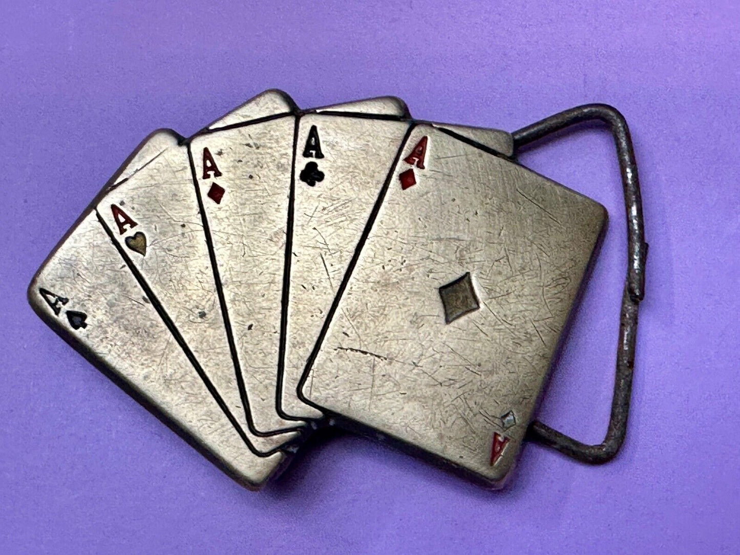 5 Aces Baron Buckles Solid Brass Casino Gambling Card Game Vintage Belt Buckle