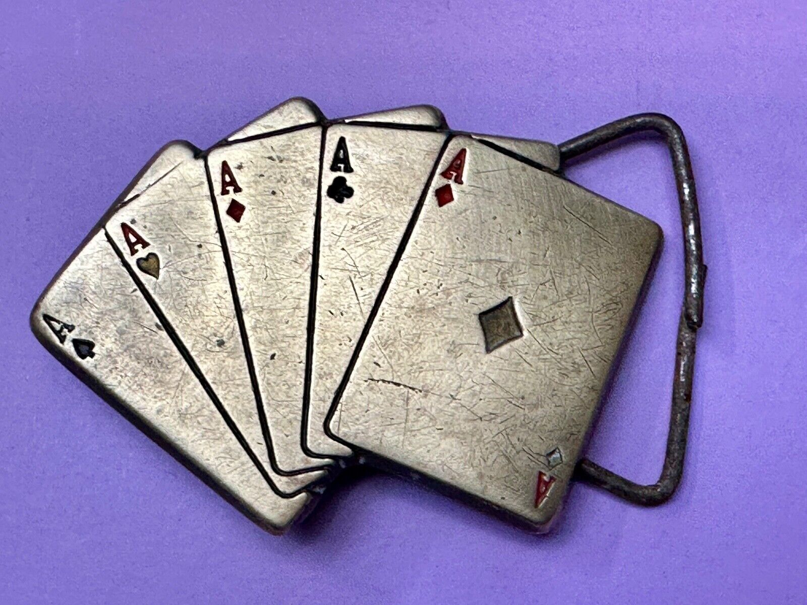 5 Aces Baron Buckles Solid Brass Casino Gambling Card Game Vintage Belt Buckle