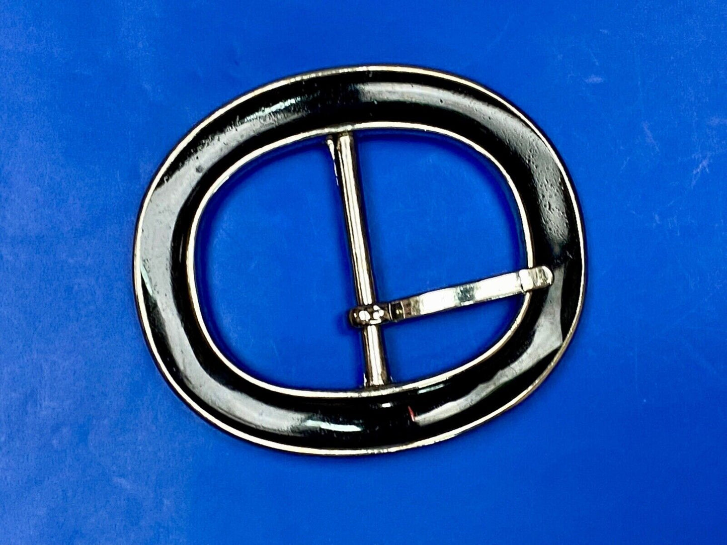 3" Wide Formal Silver And Black Color Oval Belt Buckle - Retro Vibe