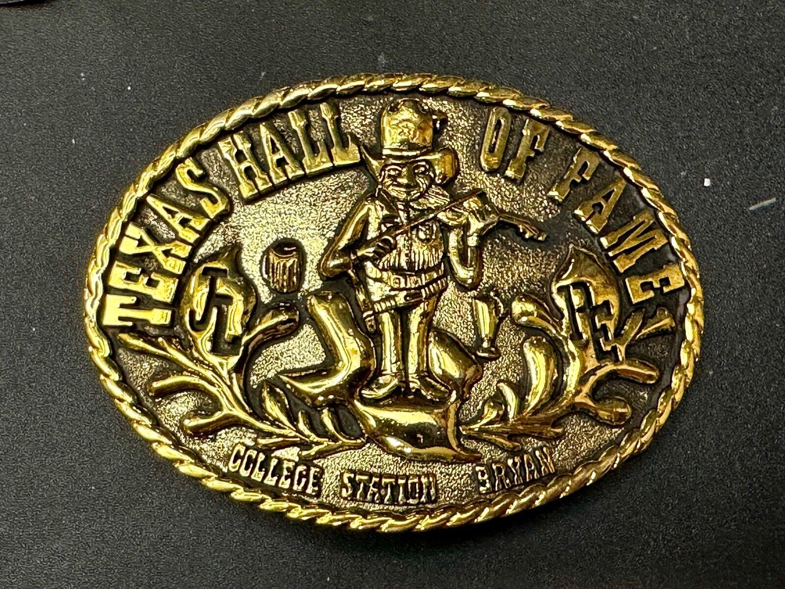Texas Hall of Fame Bryan–College Station Cities Fiddle Music Vintage Belt Buckle