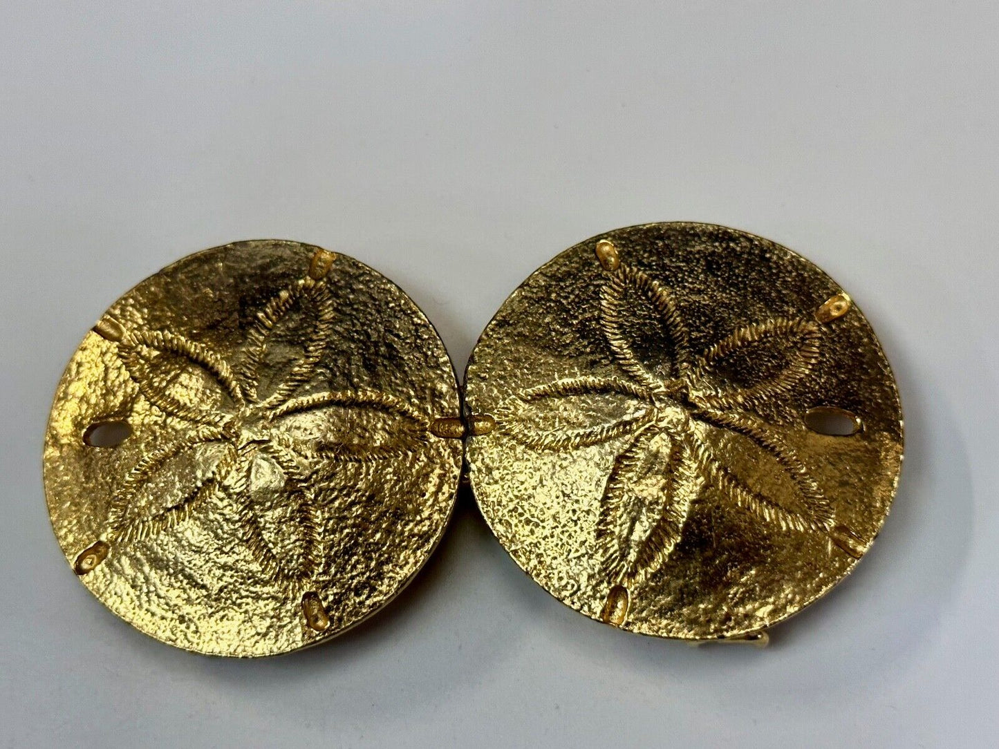 Two piece interconnecting Sand Dollars  vintage belt buckle by Mimi Di N