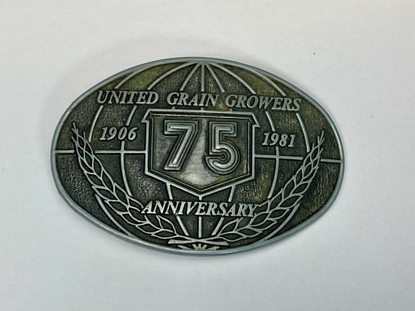 United Grain Growers 75 Years 1906-1981 Farming Commemorative Belt Buckle