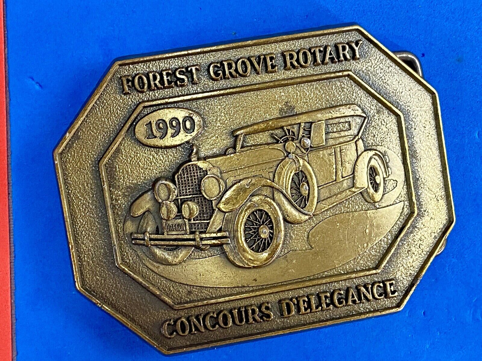 Vintage Forest Grove Rotary belt buckle Concours d'Elegance souvenir cars 