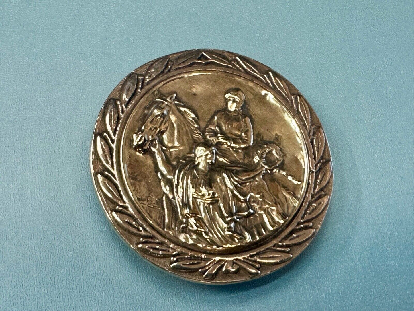 Unique Horse & polo Rider Dress Belt Buckle - Vintage 70s Baron Brass Taiwan