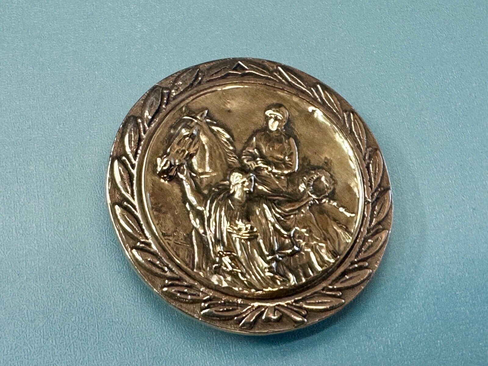 Unique Horse & polo Rider Dress Belt Buckle - Vintage 70s Baron Brass Taiwan