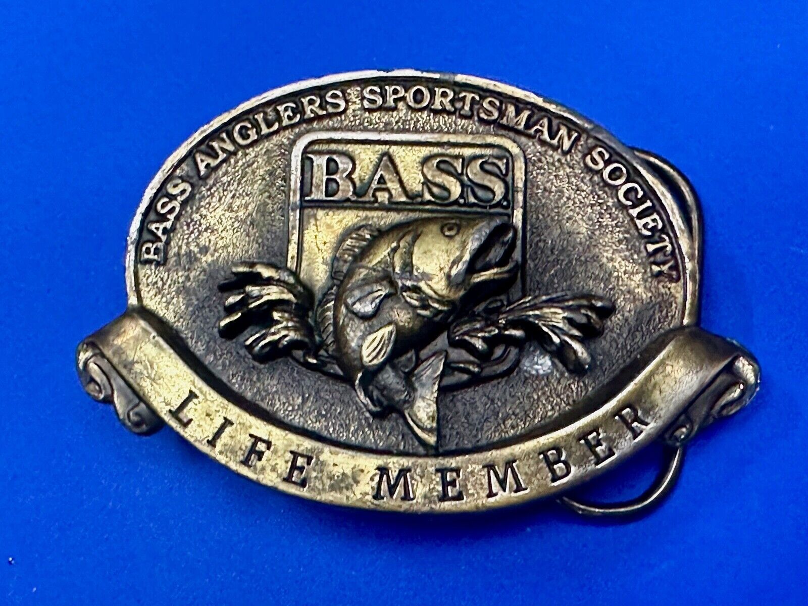 BASS Anglers Sportsman Society Fishing RARE Bergamot Commemorative belt buckle