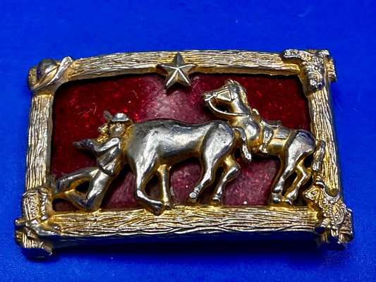 Bank Bandit Cowboy Horse Thief Unique colorful Raised Belt Buckle 
