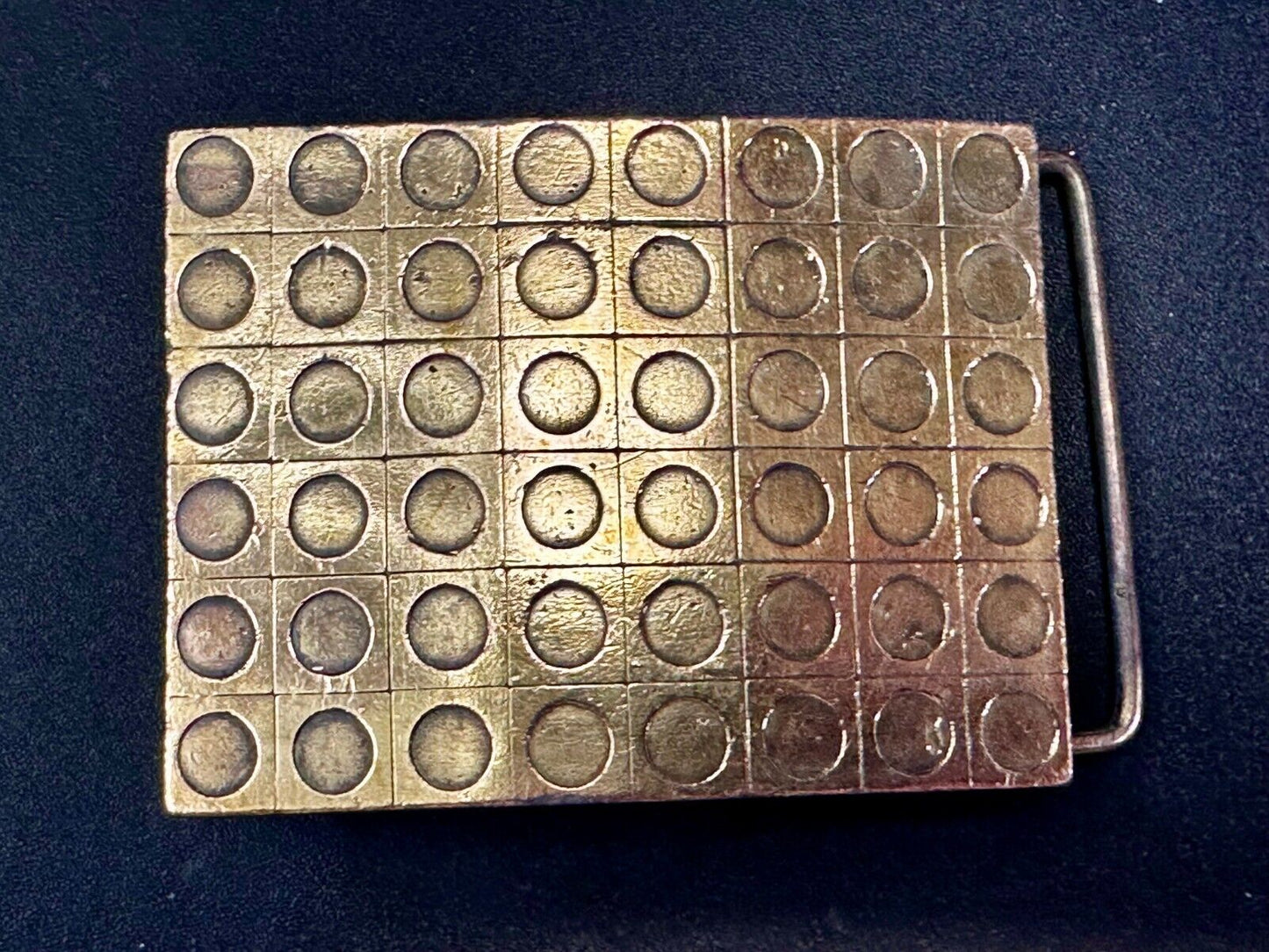 Artisan Metalwork Grid Hole Pattern Hippy Vibe Belt Buckle By Bergamot B-12