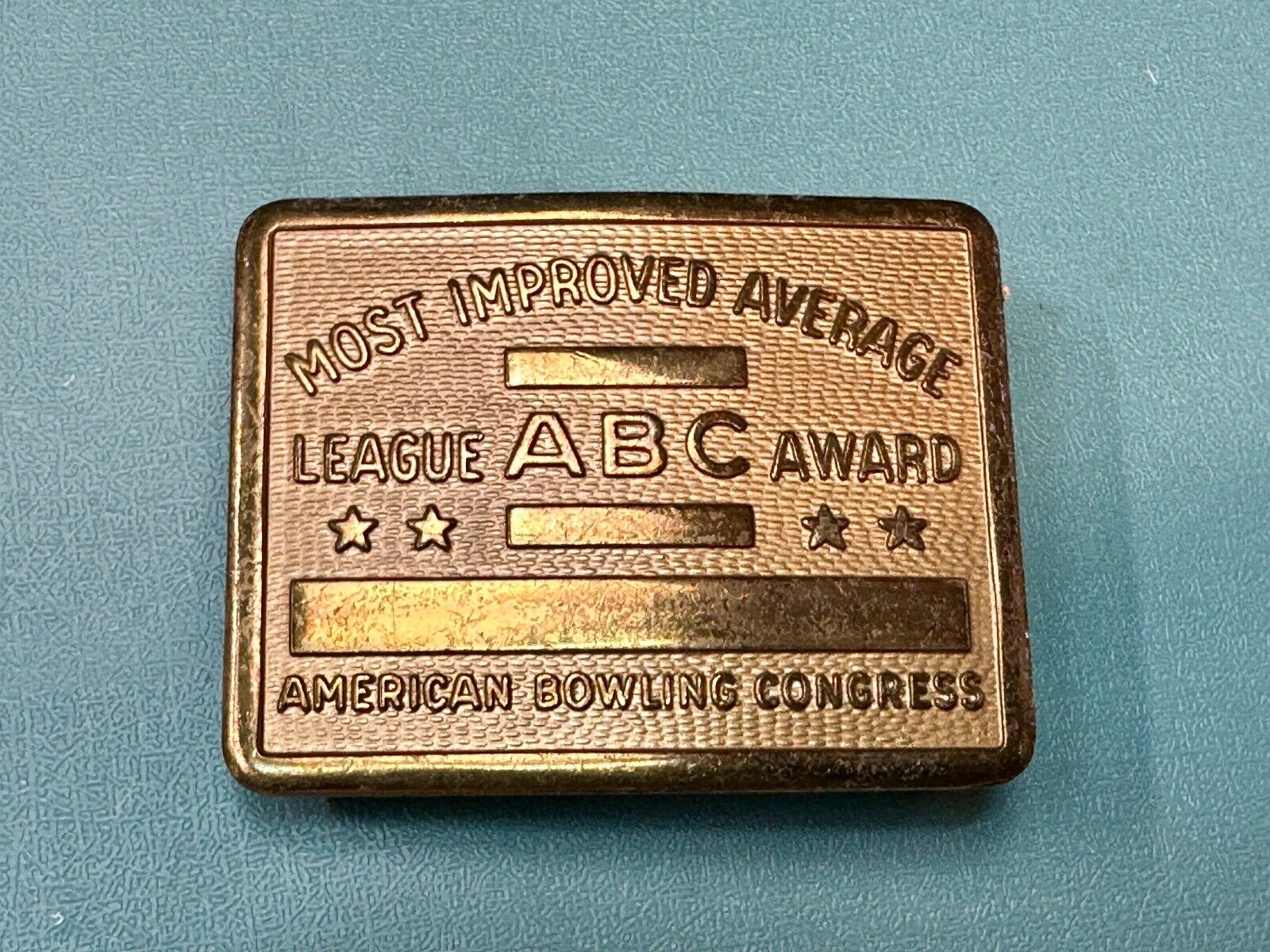 ABC Bowling League Award - NOT engraved most improved trophy belt buckle