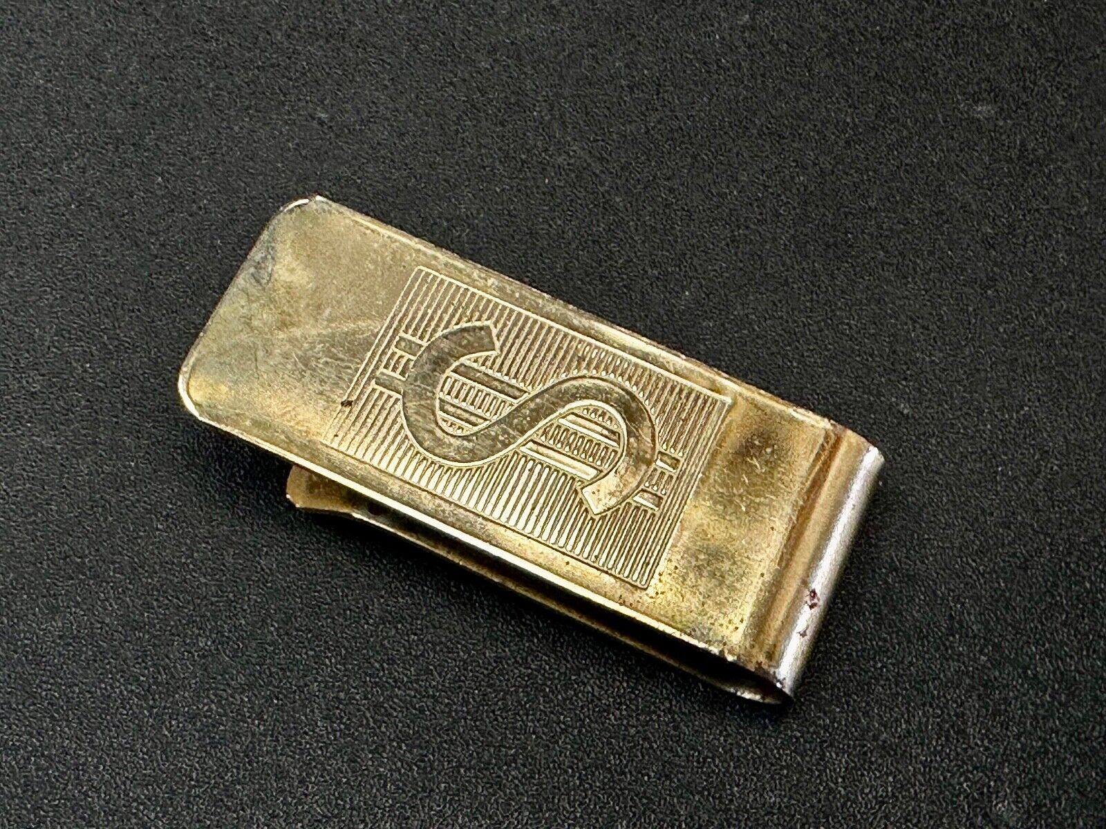 Vintage Gold Tone Dollar Sign $ Bill Holder Old School Money Clip
