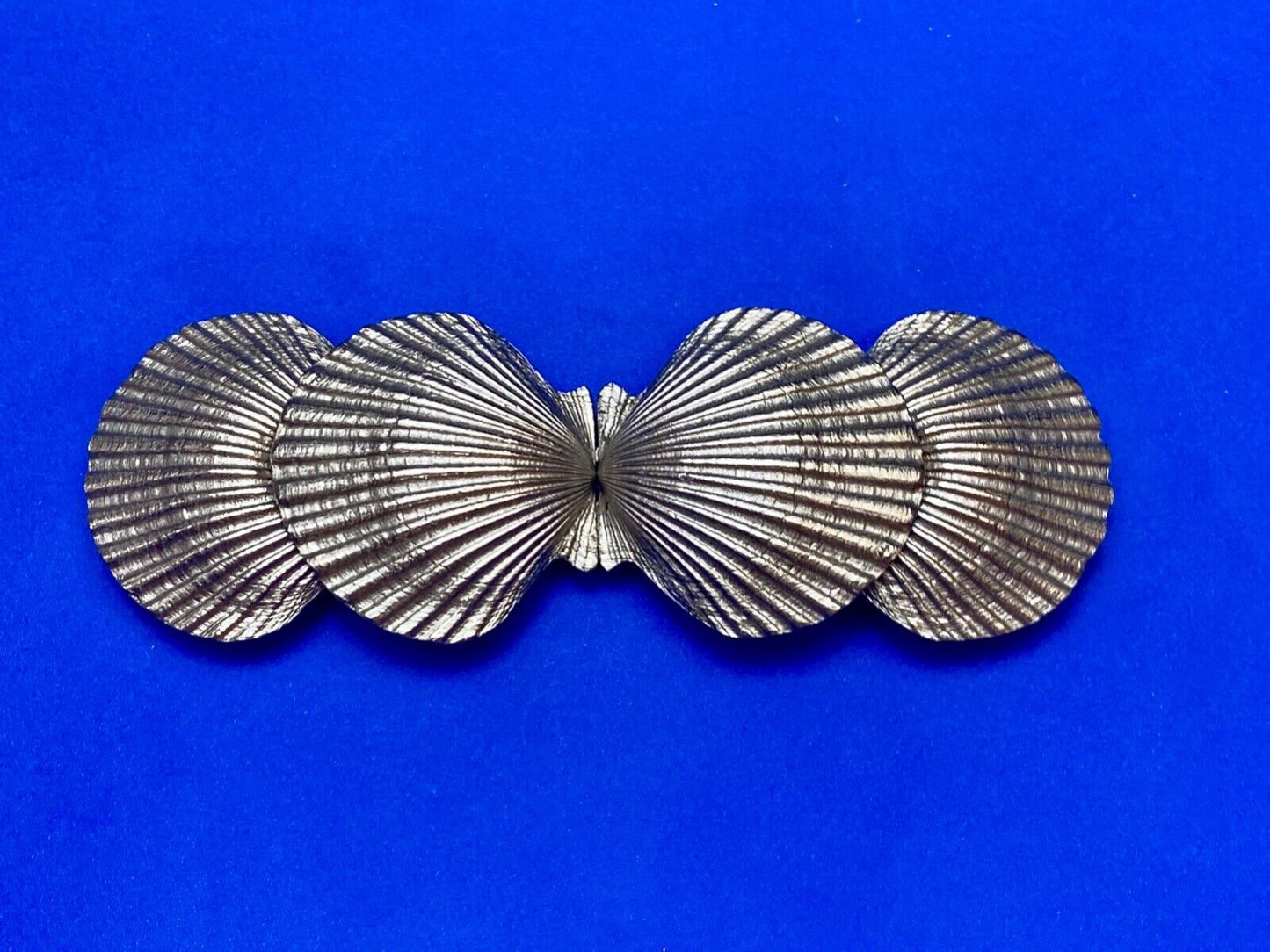 Two piece Interlocking silver color dual Clam SHELL belt buckle - DR Doreen Ryan