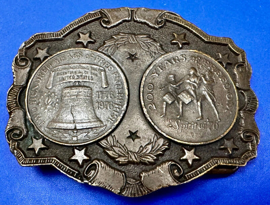 200 YEARS OF FREEDOM USA BICENTENNIAL 76 Coin Collectors Patriotic Belt Buckle