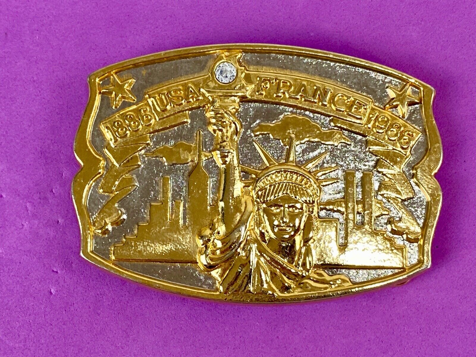 Usa France Lady Liberty Belt Buckle Limited Edition Usa Monument Statue 