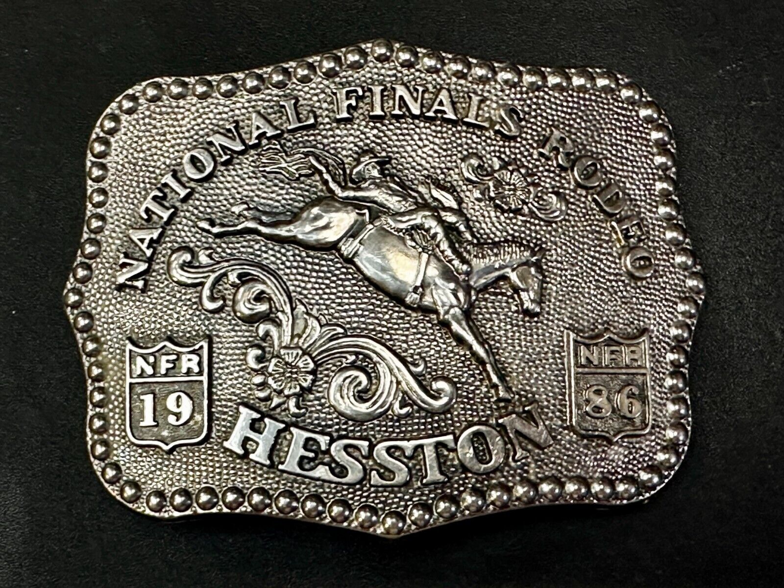 1986 Hesston National Finals Rodeo NFR Rodeo Cowboys NOS Western Belt Buckle