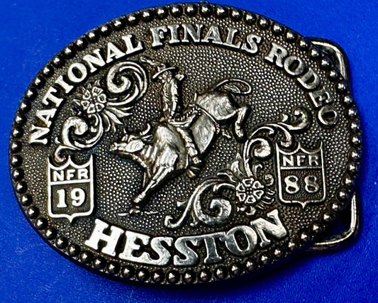 1986 Hesston National Finals Rodeo NFR Rodeo Cowboys NOS YOUTH SIZE Belt Buckle