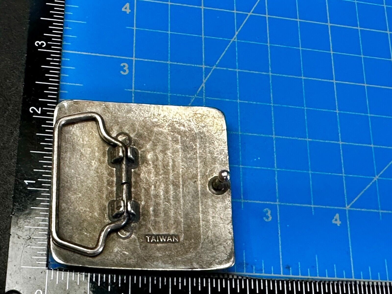Tribal Ethnic Pattern Hippy Boho Silver Tone Belt Buckle Made in Taiwan