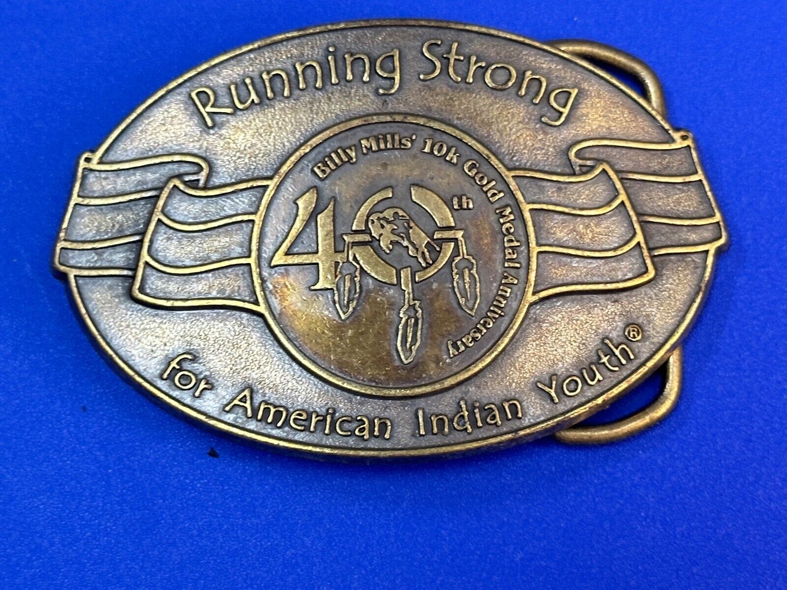 40 years! Native American Indian Youth Running Strong belt buckle