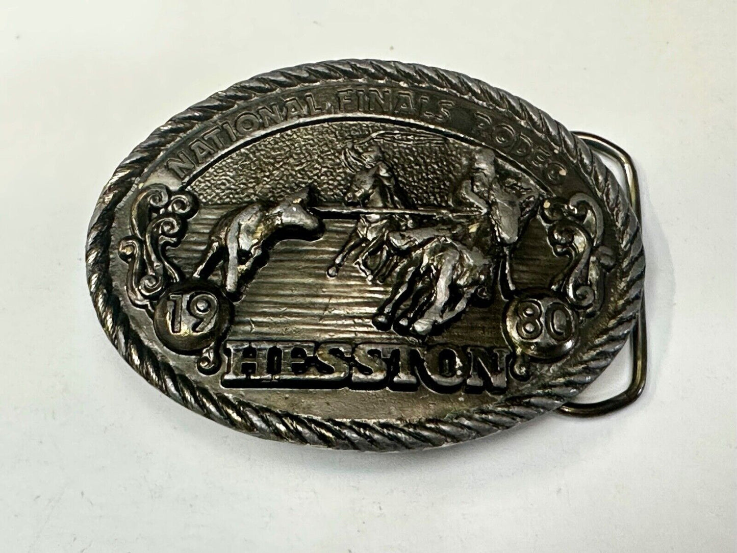 1980 Hesston National Finals Rodeo NFR Collectors Rodeo Cowboy Belt Buckle