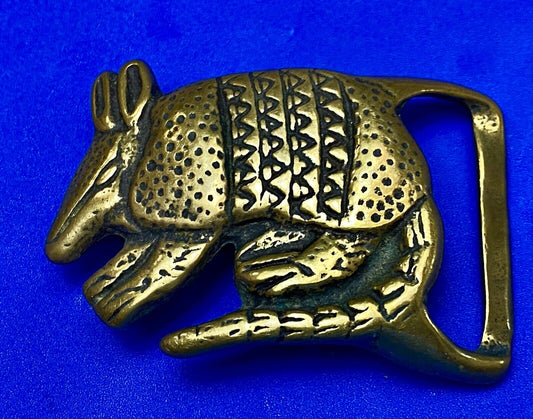 Armadillo Solid Brass Vintage Hippy style Figural Trinity Belt Buckle