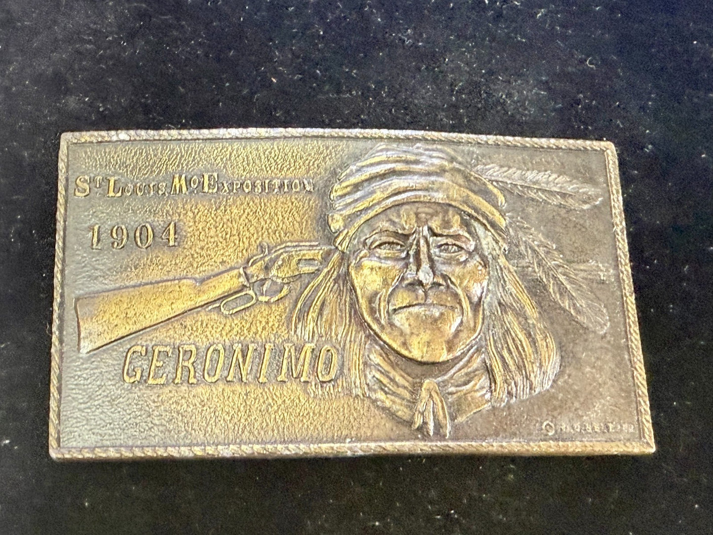 1904 St. Louis Exposition GERONIMO Native American Indian Bergamot Belt Buckle