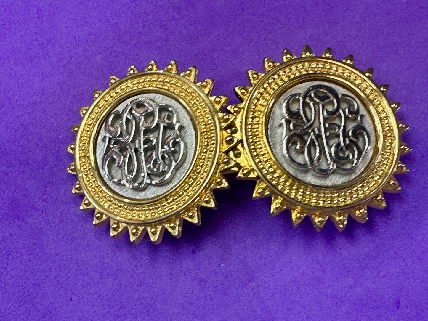 Two piece interconnecting vintage two tone belt buckle By Paquette
