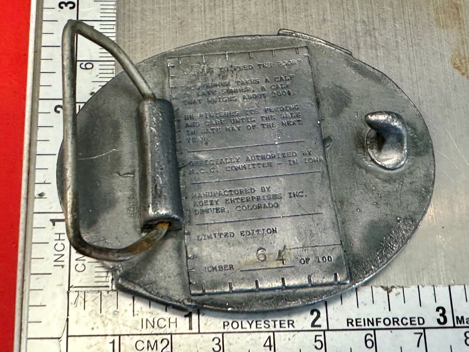 1990 Iowa MCC rebuff sale- Feed Calf to feed the poor belt buckle