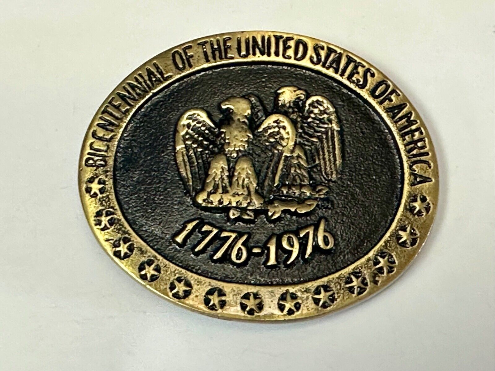 United States of American bicentennial Patriotic Eagle solid brass belt buckle