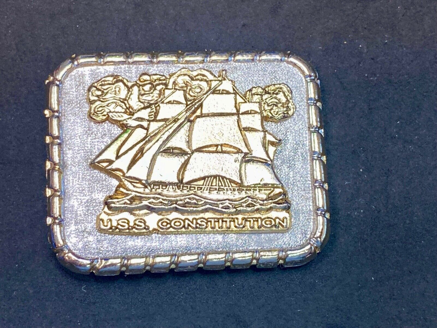 Uss Constitution Masted Ship Sailing Vintage Belt Buckle.