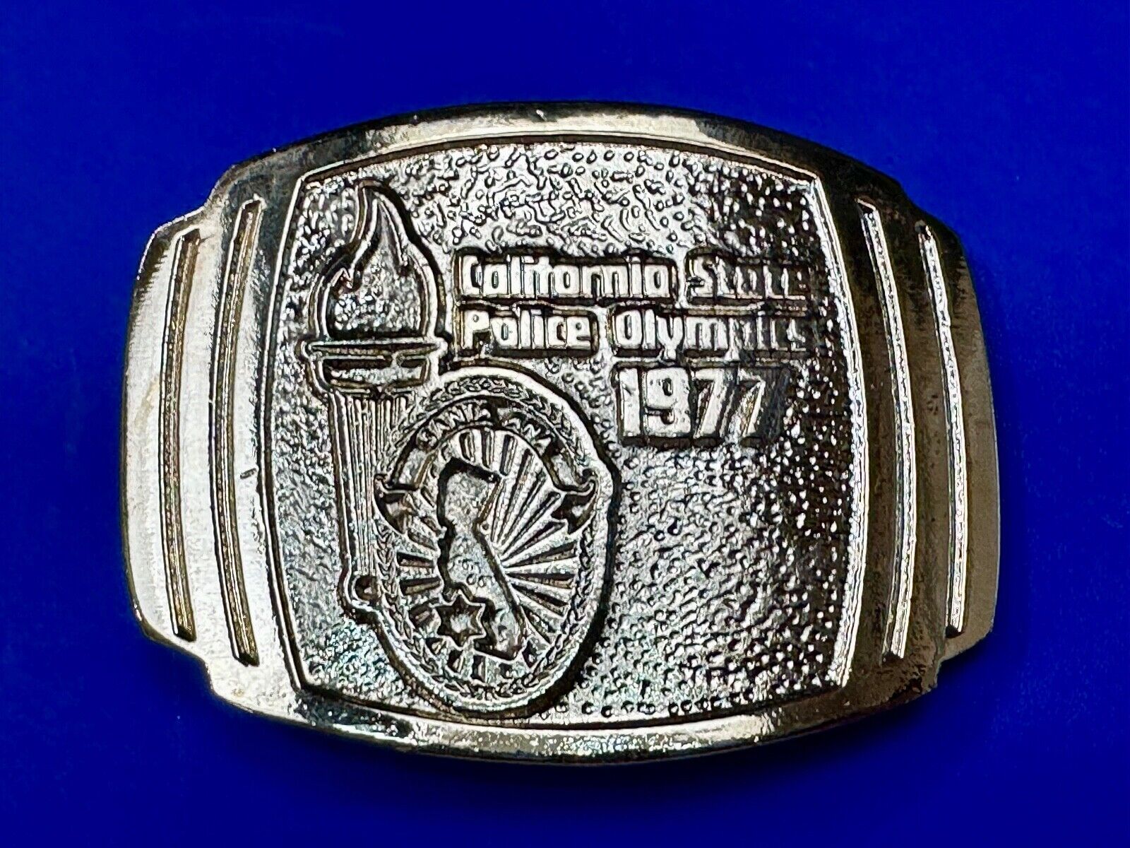 Vintage California State Police Olympics 1977 belt buckle
