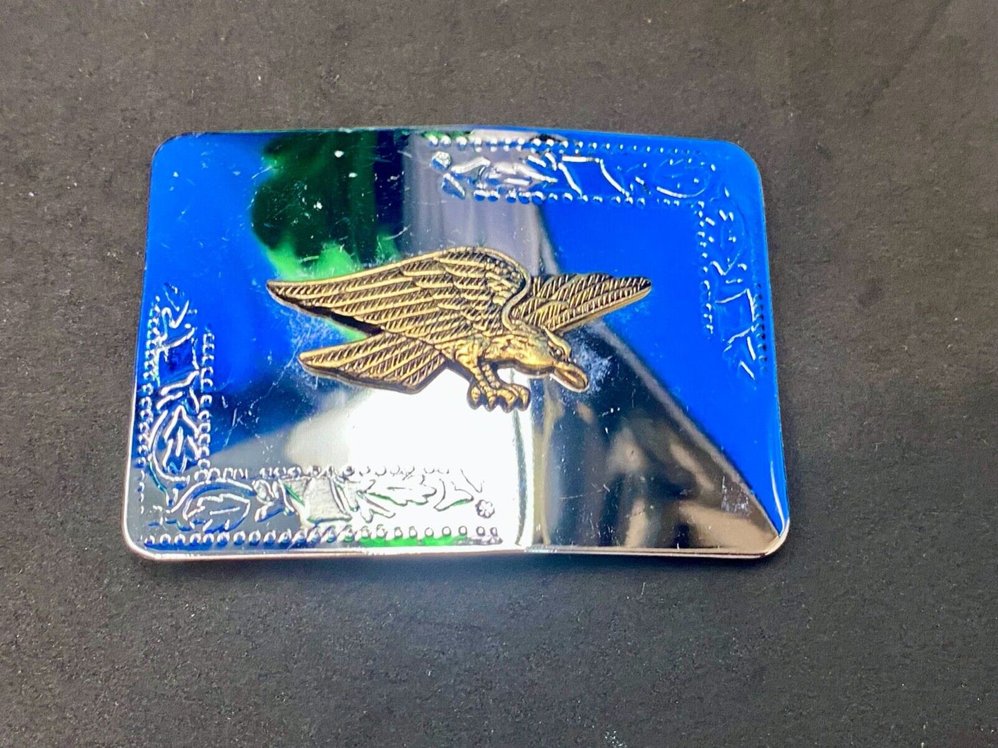 Vintage Hunting Diving Flying Eagle - Two Tone Mirrored Rectangular Belt Buckle