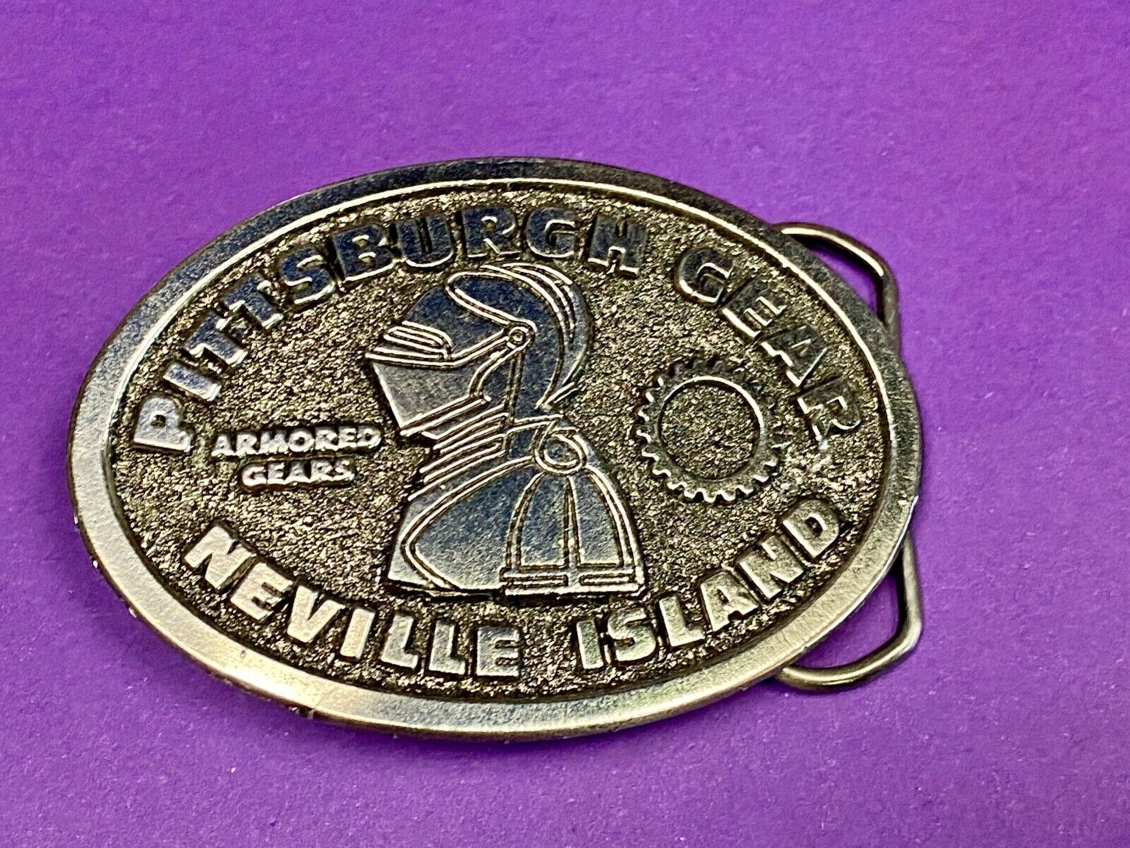 77 Pewter Belt Buckle Pittsburgh Gear Neville Island Great American Belt Buckle