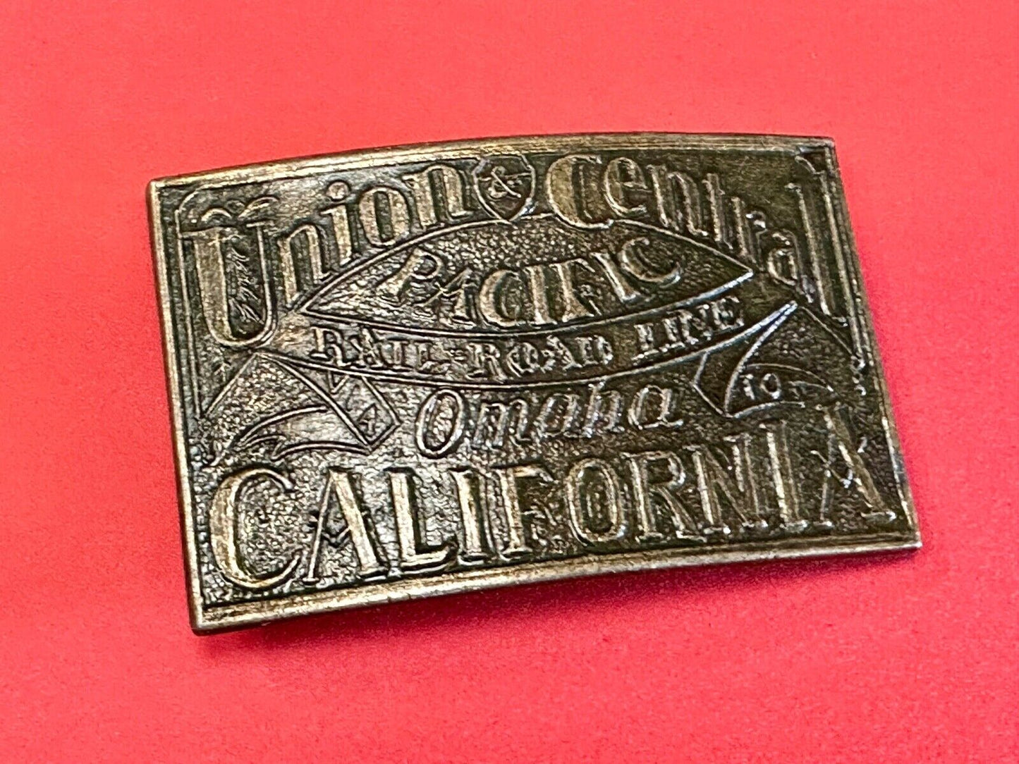 Union Central Pacific Omaha to California Rail Road Trail route belt buckle