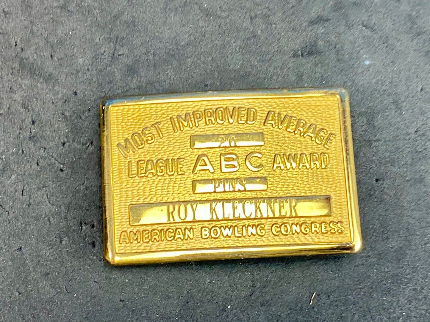 Vintage  AMERICAN BOWLING CONGRESS Most Improved ABC LEAGUE AWARD BELT BUCKLE