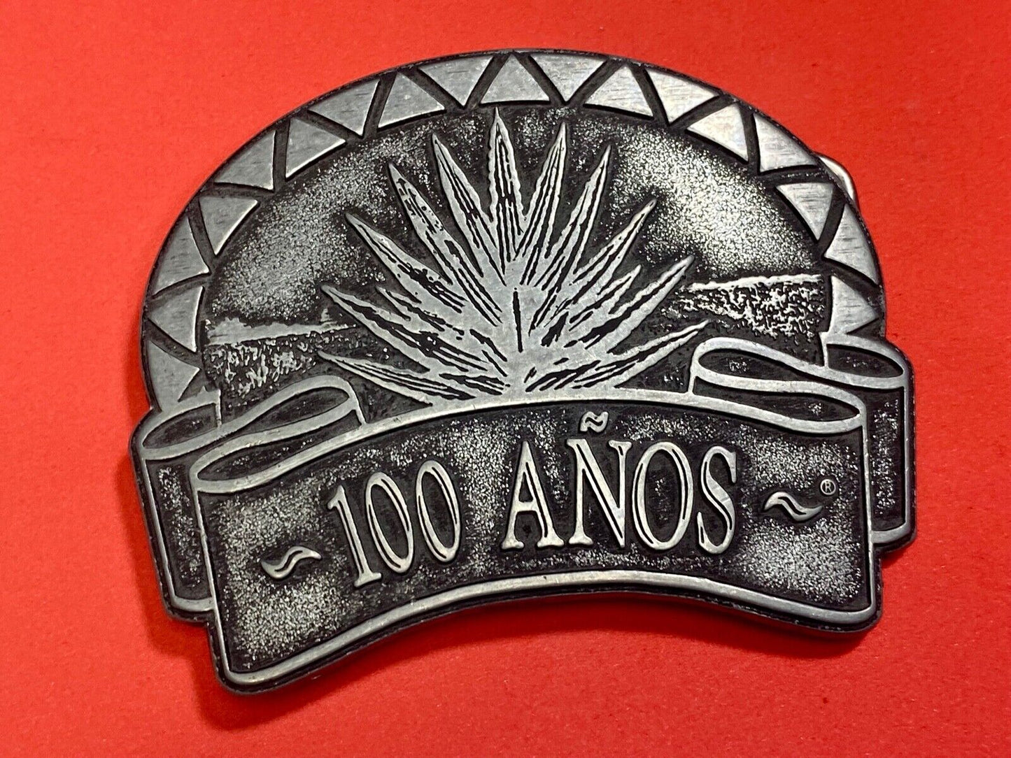 100 Anos  Mexican Tequila Liquor Brand Belt Buckle 100 Years Celebration 