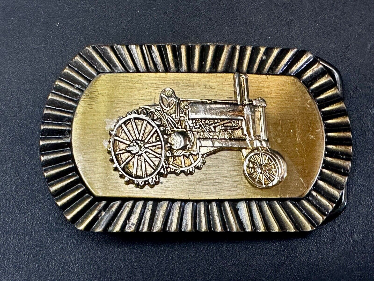Vintage Farm Tractor Logo Retro Vibe Old Time Belt Buckle